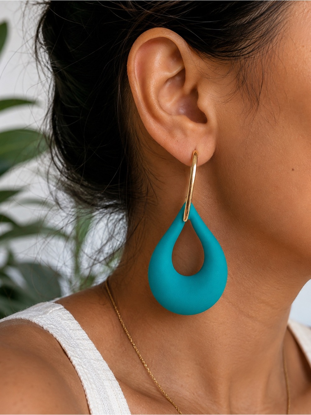 Teal Teardrop Statement Earrings | Lightweight Dangle Earrings | Bold Trendy Ear